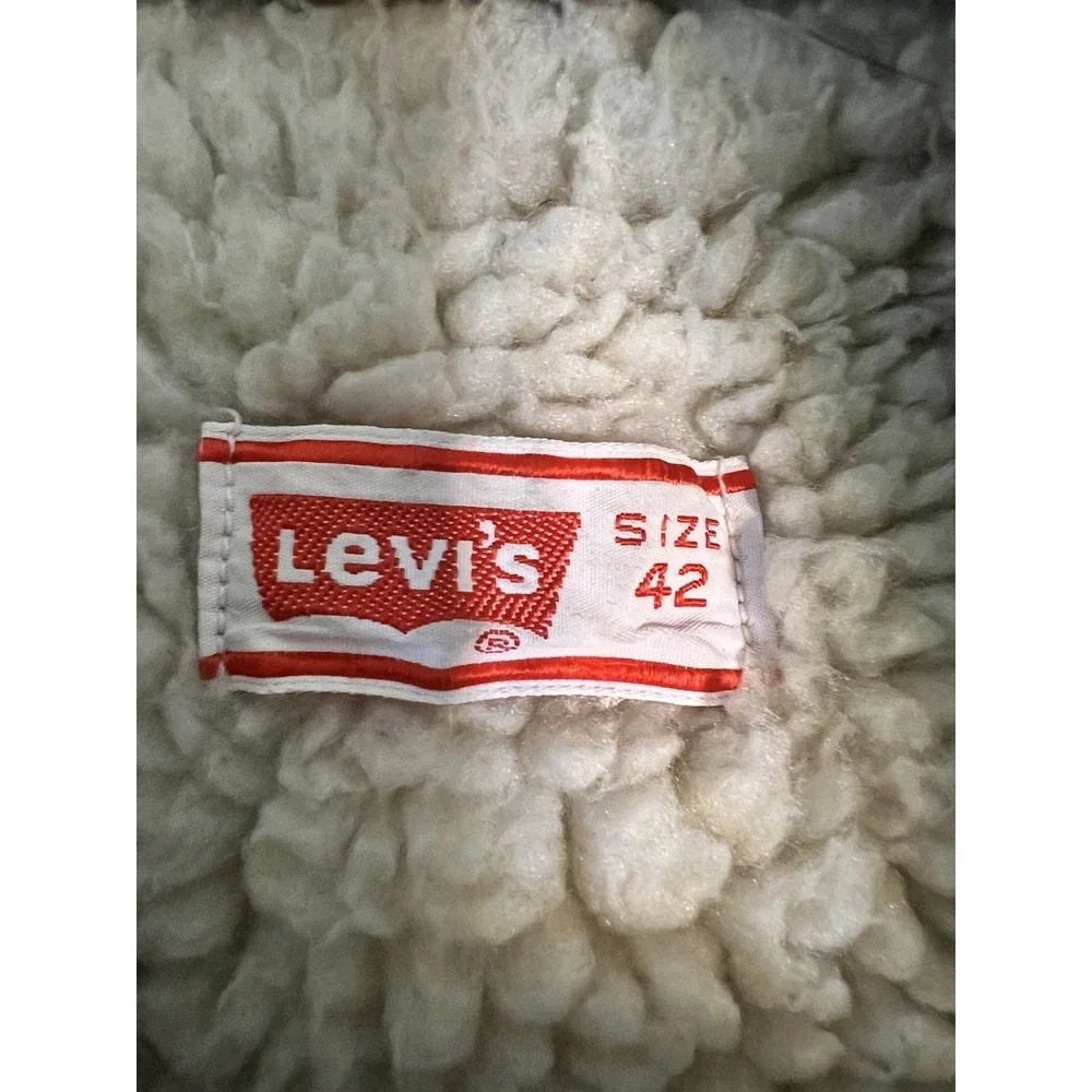 Levi's Vintage 70s Sherpa Lined‎ Truckers Jacket Jean Denim Mens 42R Made USA